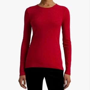 NWT Lauren Ralph Lauren Holiday Red Long Sleeve Everyday Classic Tshirt Womens L